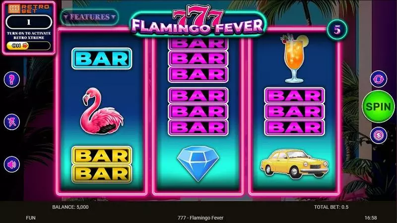 777 – Flamingo Fever Spinomenal 3 Reel 5 Line