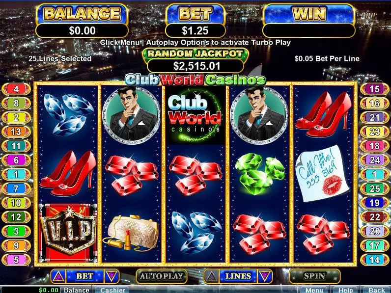 Club World Casinos! RTG 5 Reel 25 Line