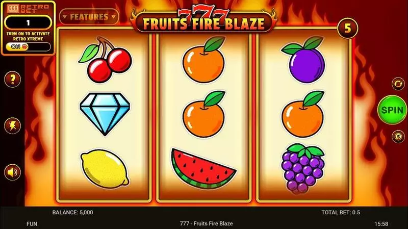777 – Fruits Fire Blaze Spinomenal 3 Reel 5 Line