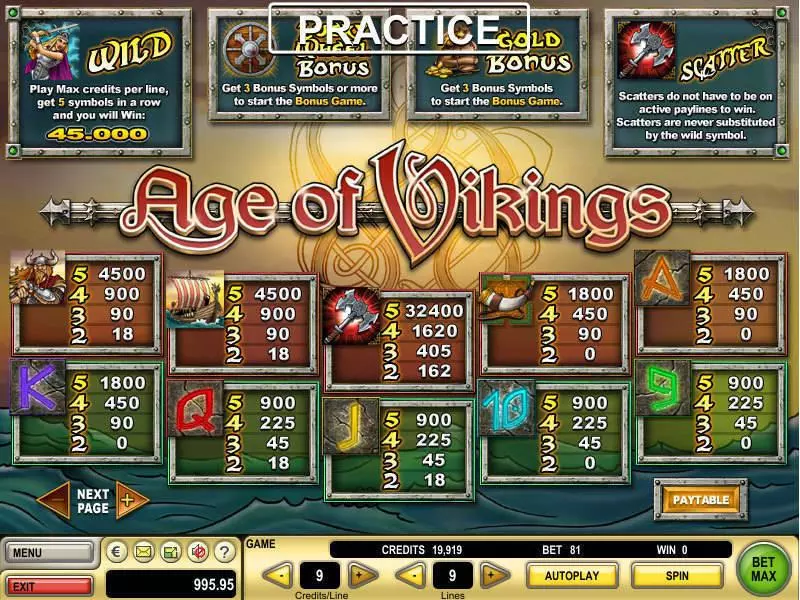 Age of Vikings GTECH 5 Reel 9 Line