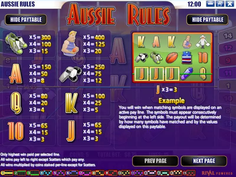 Aussie Rules Rival 5 Reel 15 Line