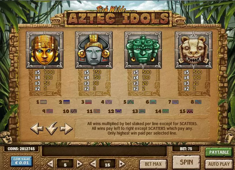 Aztec Idols Play'n GO 5 Reel 15 Line
