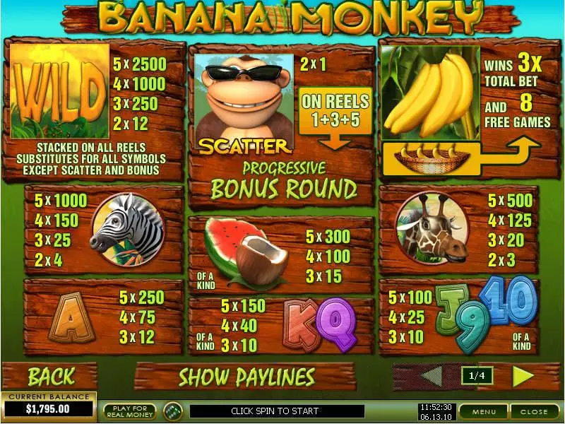 Banana Monkey PlayTech 5 Reel 20 Line