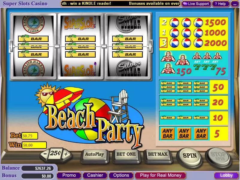 Beach Party Vegas Technology 3 Reel 3 Line