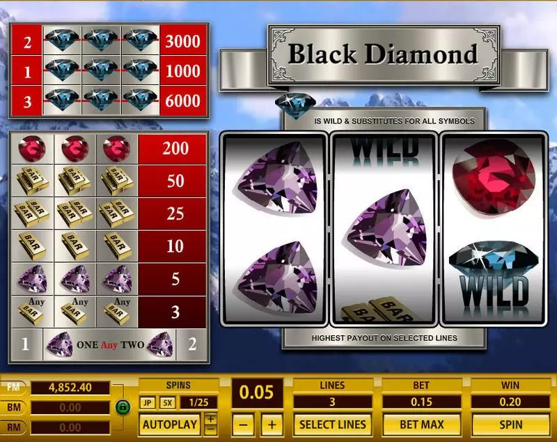 Black Diamond 3 Lines Topgame 3 Reel 3 Line
