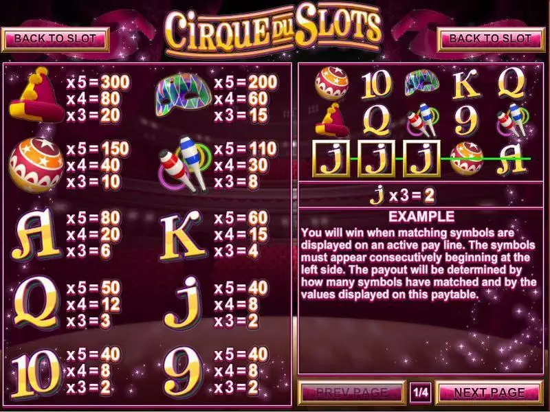 Cirque du Slots Rival 5 Reel 25 Line