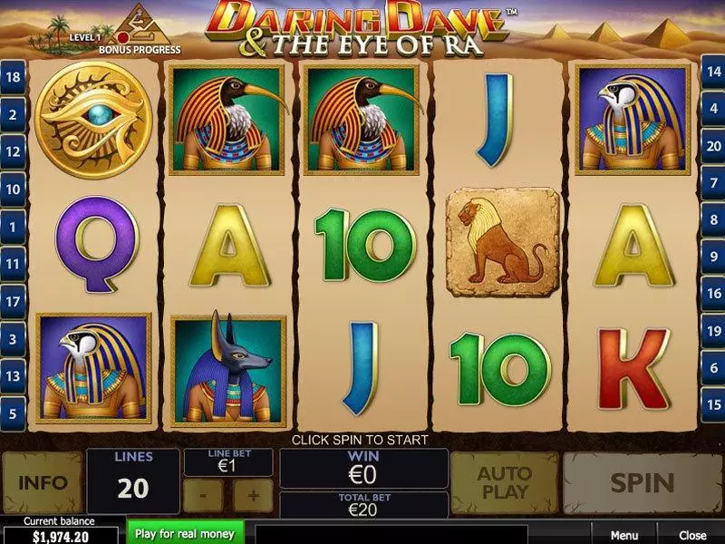 Daring Dave and the Eye of Ra PlayTech 5 Reel 20 Line