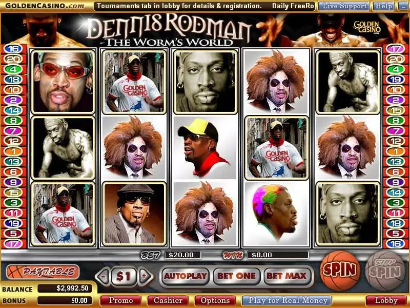 Dennis Rodman - The Worm's World Vegas Technology 5 Reel 20 Line
