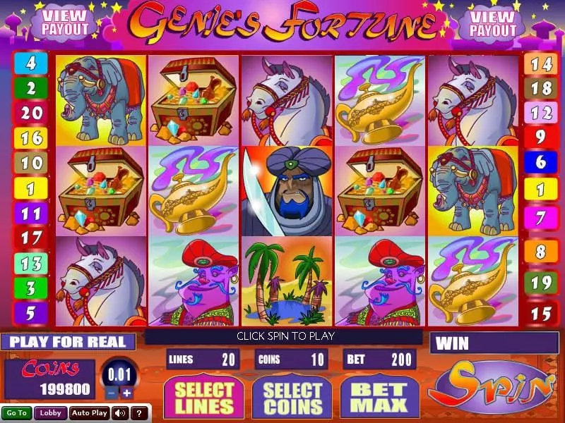 Genie's Fortune Wizard Gaming 5 Reel 20 Line
