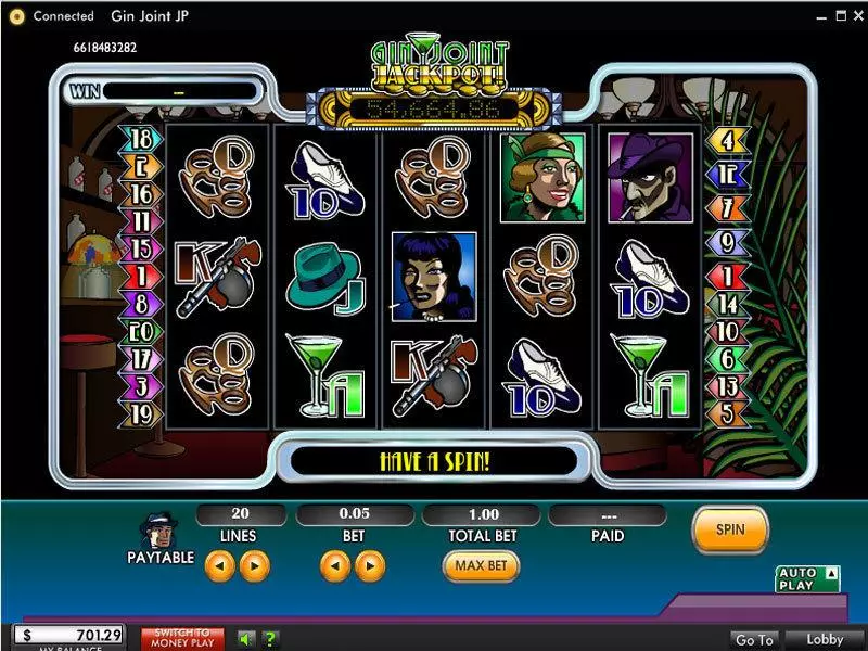 Gin Joint Jackpot 888 5 Reel 20 Line