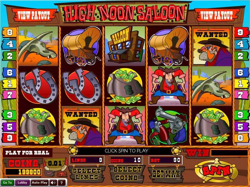 High Noon Saloon Wizard Gaming 5 Reel 9 Line