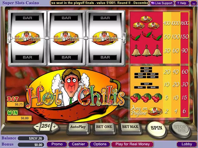 Hot Chilis Vegas Technology 3 Reel 1 Line