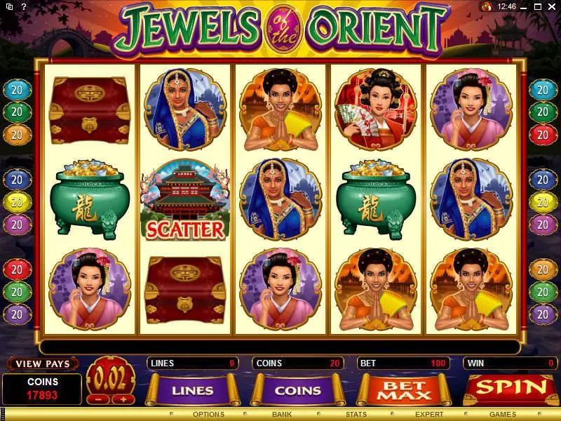 Jewels of the Orient Microgaming 5 Reel 9 Line