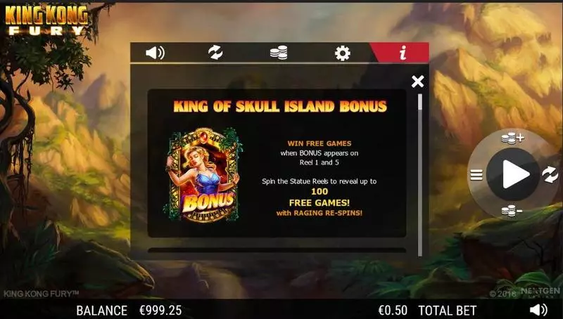 King Kong Fury  NextGen Gaming 5 Reel 50 Line