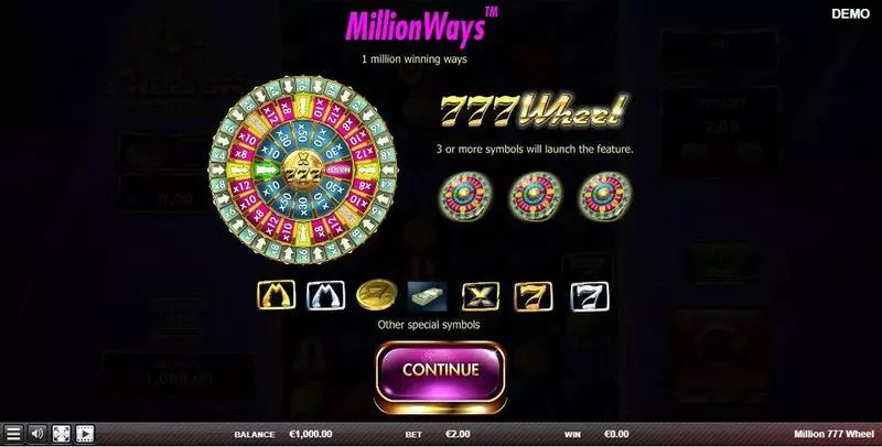 Million 777 Wheel  Red Rake Gaming 6 Reel 1000000 Way