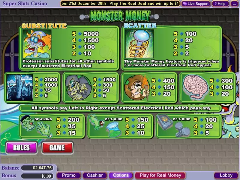 Monster Money WGS Technology 5 Reel 25 Line