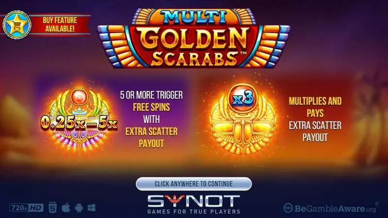 Multi Golden Scarab Synot Games 3 Reel 20 Line