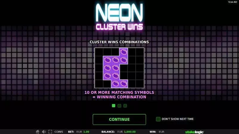 Neon Cluster Wins StakeLogic 6 Reel 