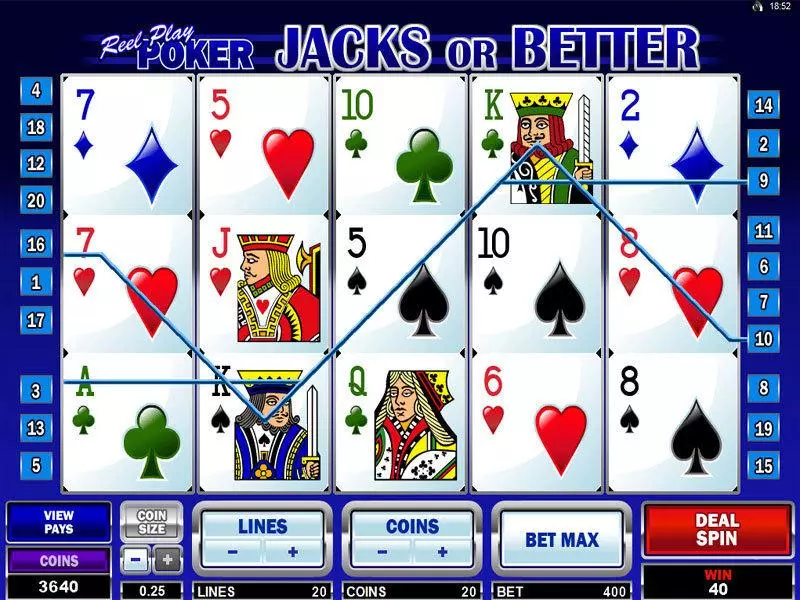 Reel Play Poker - Jacks or Better Microgaming 5 Reel 20 Line