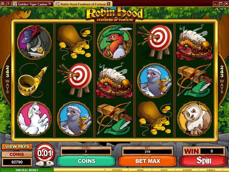 Robin Hood Feathers of Fortune Microgaming 5 Reel 243 Line