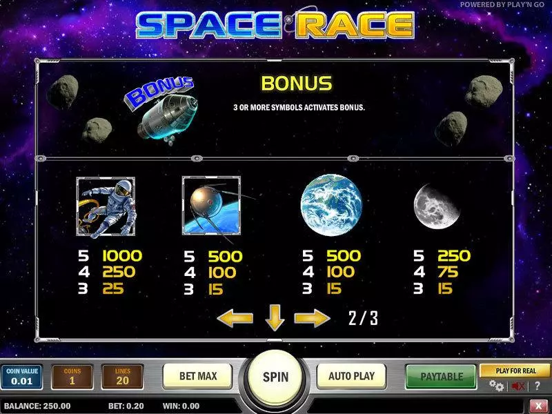 Spacerace Play'n GO 5 Reel 20 Line