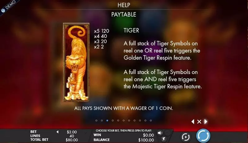 Tiger Temple Genesis 5 Reel 40 Line