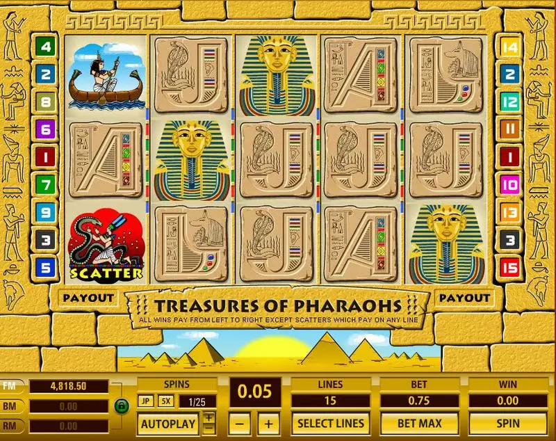 Treasures of Pharaohs 15 Lines Topgame 5 Reel 15 Line