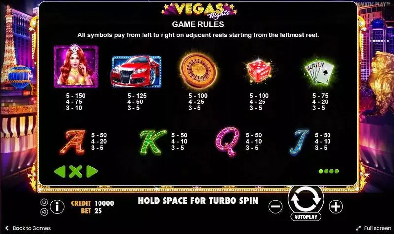 Vegas Nights Pragmatic Play 5 Reel 25 Line